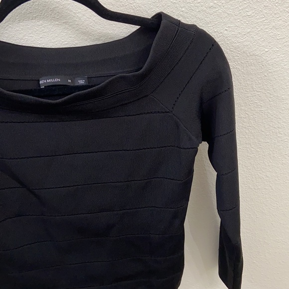 KAREN MILLEN, Pointelle Off-the-Shoulder Sweater - Picture 5 of 8